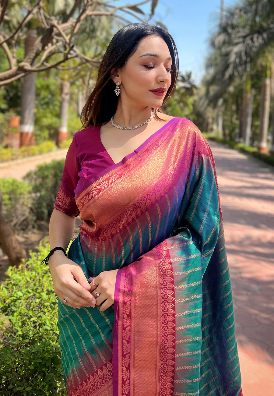 Bright Green Soft Silk Saree