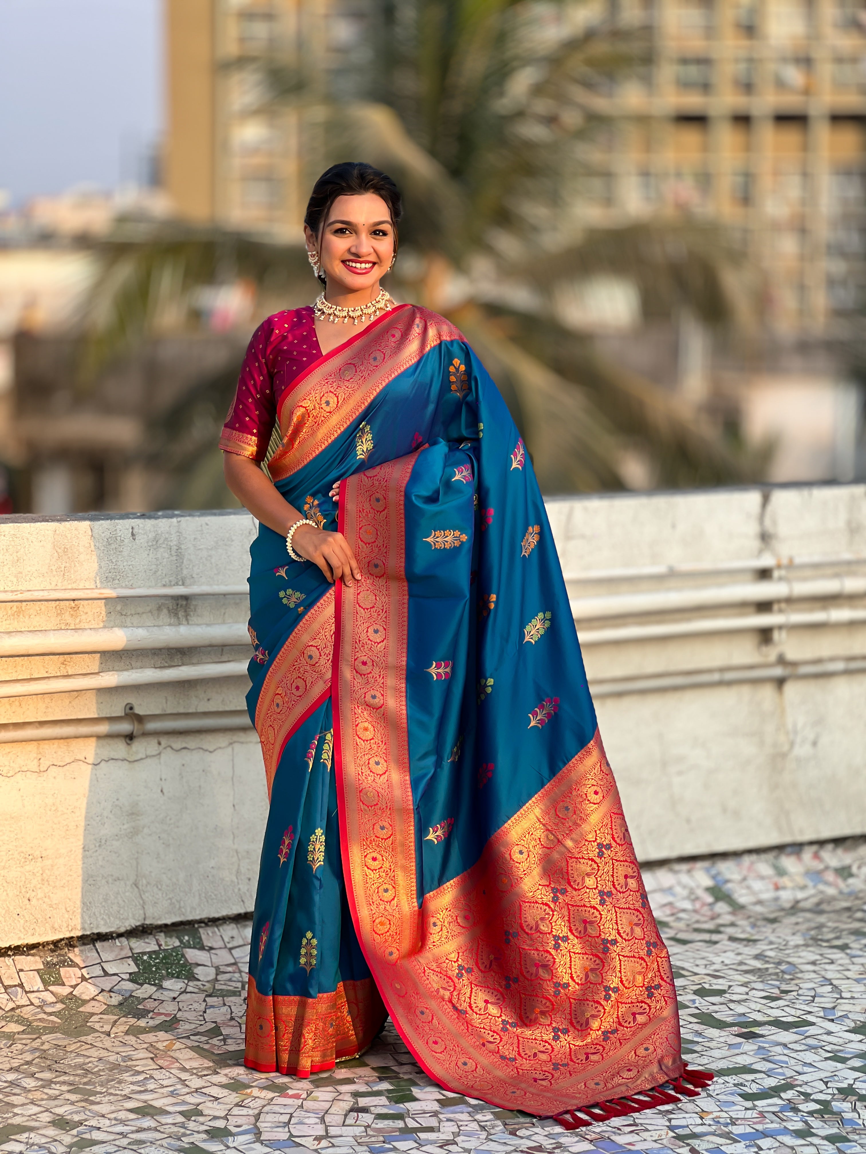 NAVY BLUE SOFT SILK SAREE