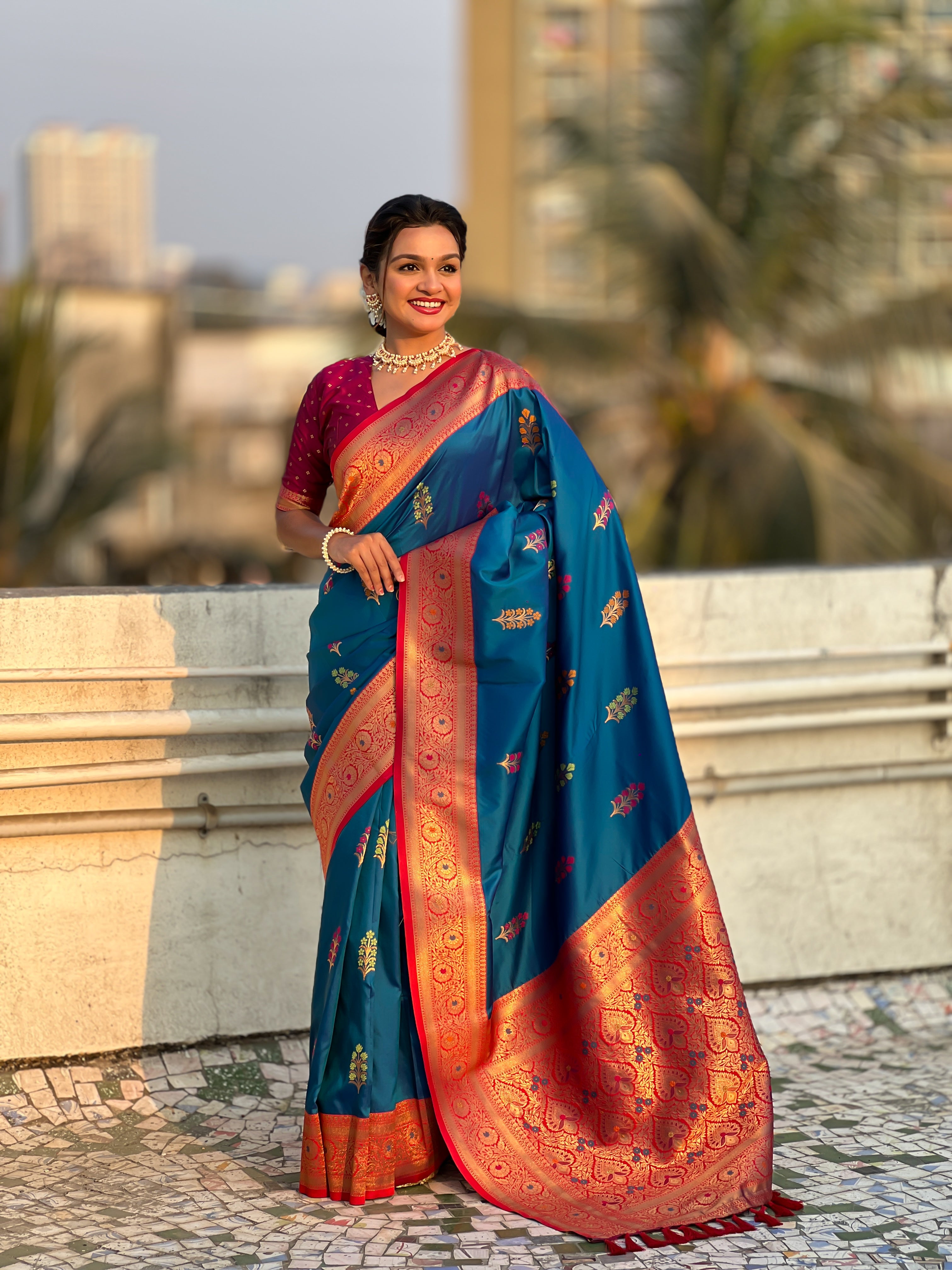 NAVY BLUE SOFT SILK SAREE
