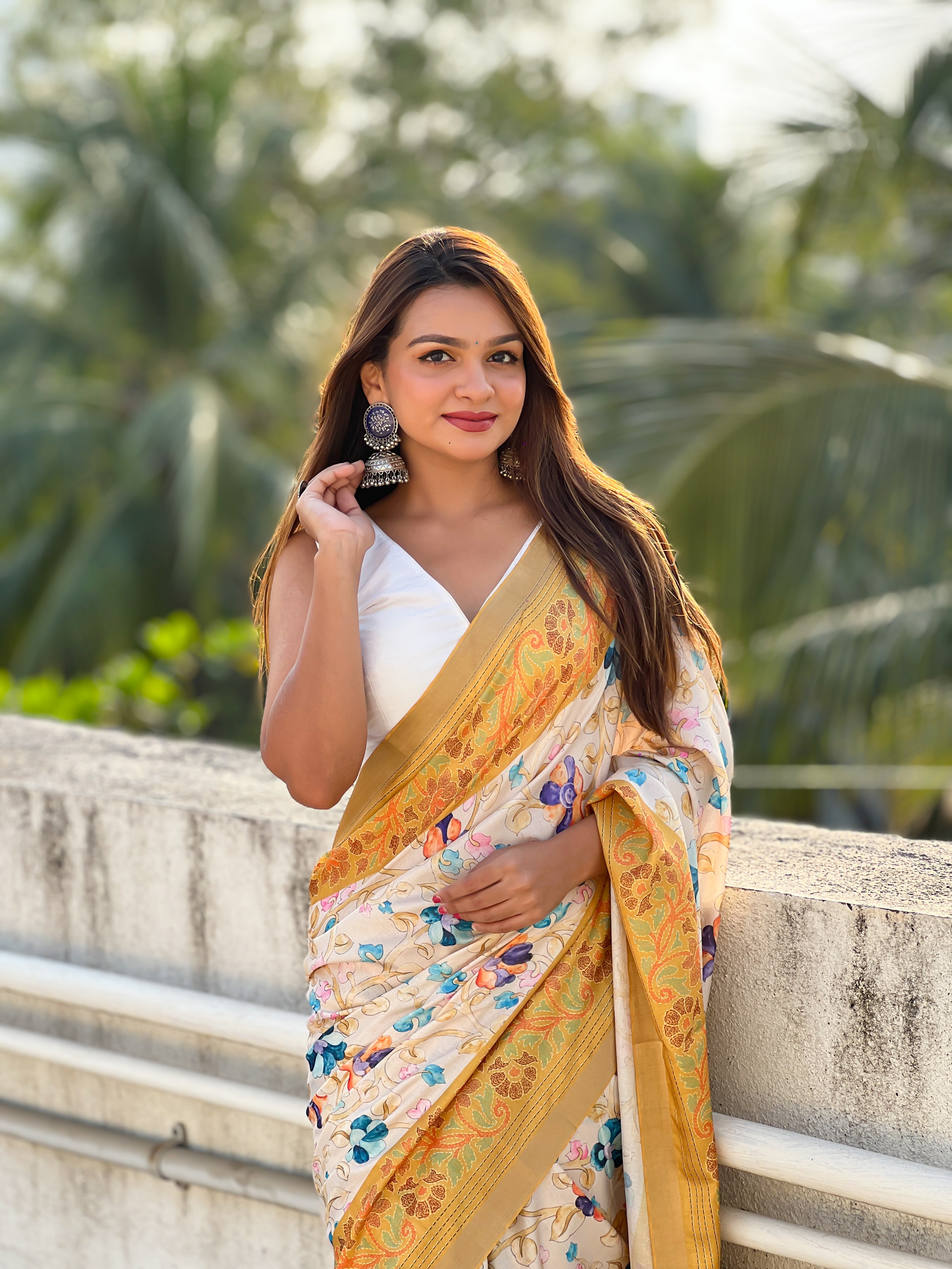 BEIGE BANARASI SILK BLEND SAREE