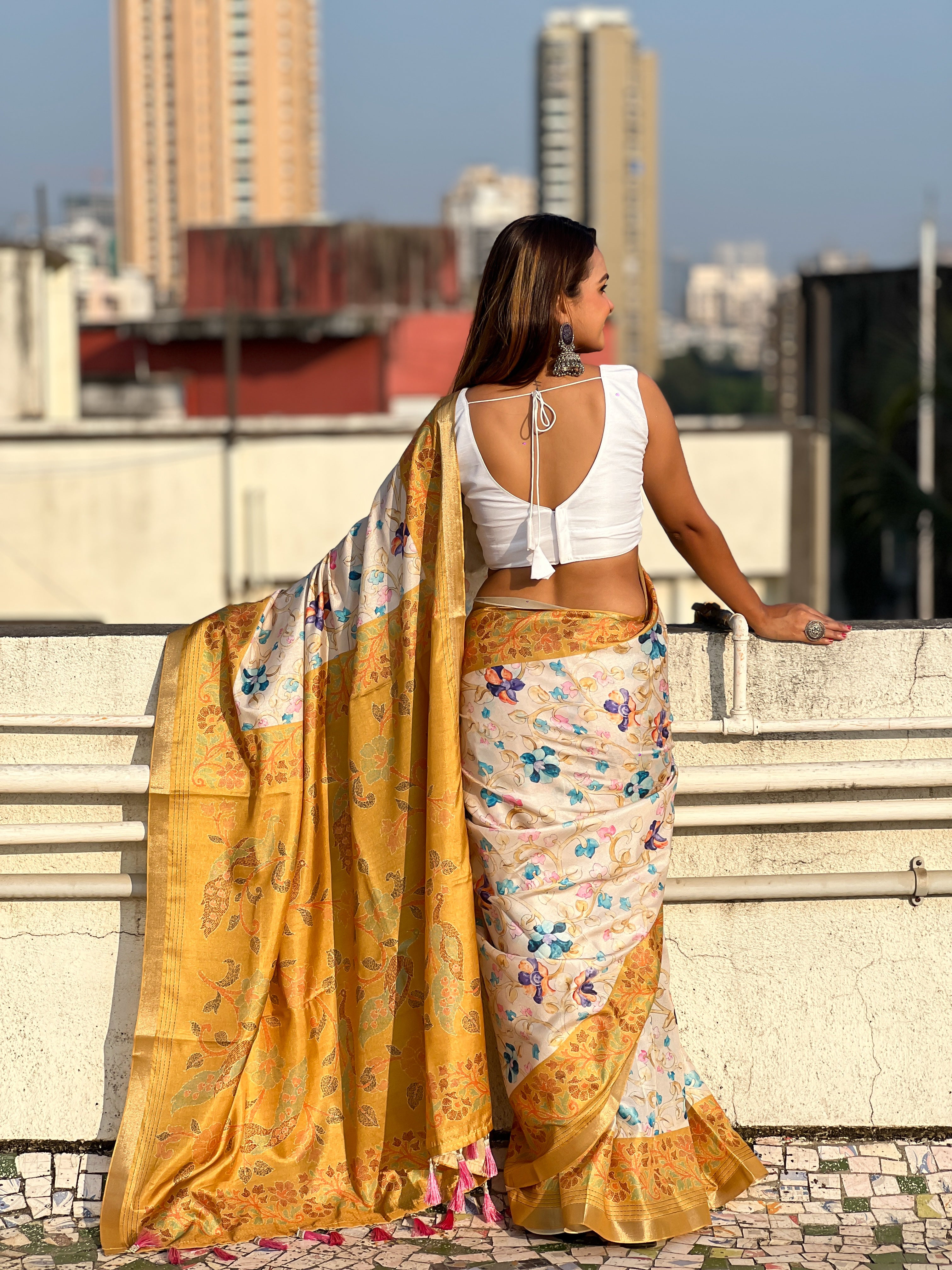 BEIGE BANARASI SILK BLEND SAREE