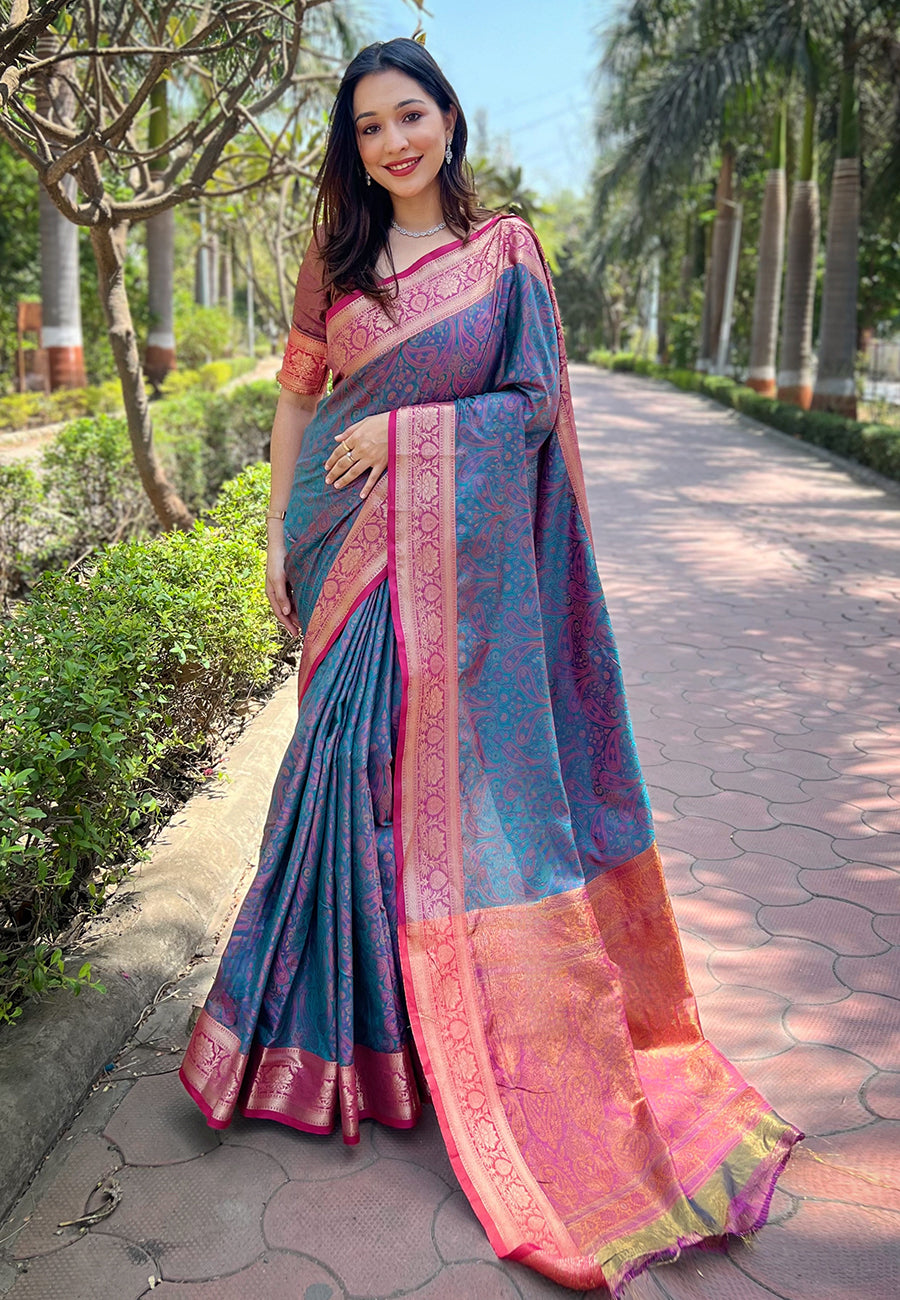 Blue Kashmiri Soft Silk