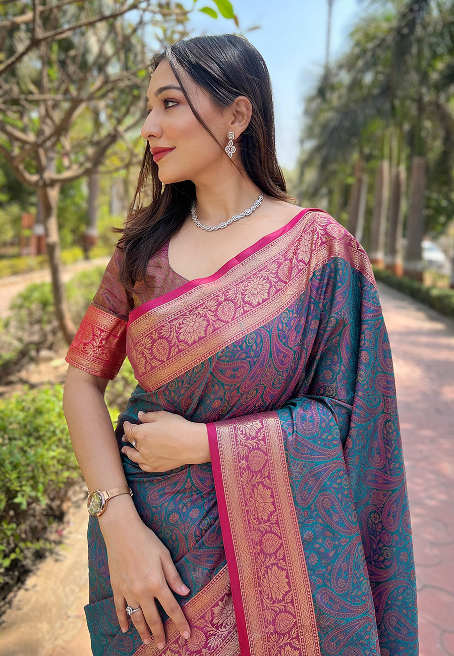 Blue Kashmiri Soft Silk