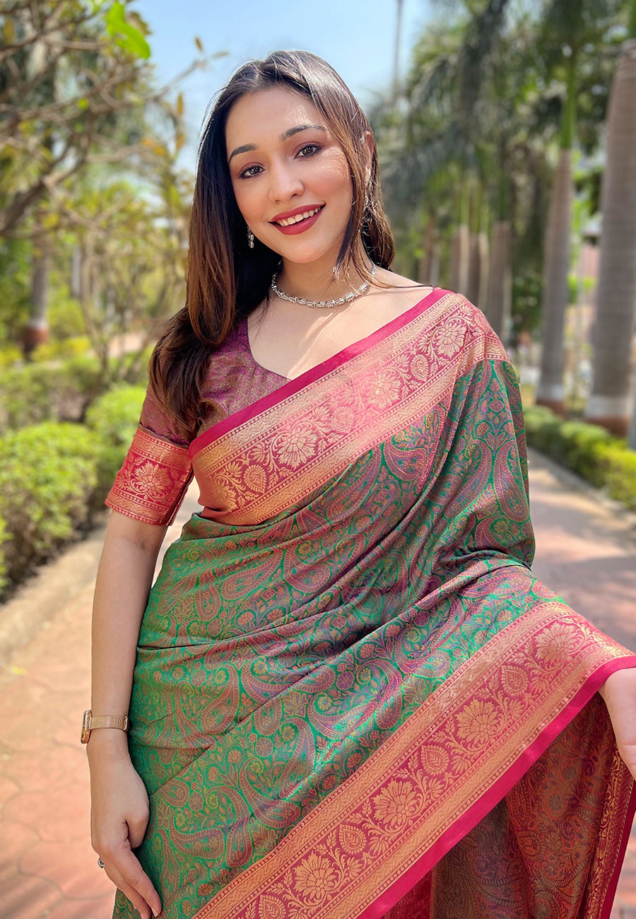 Green Kashmiri Soft Silk