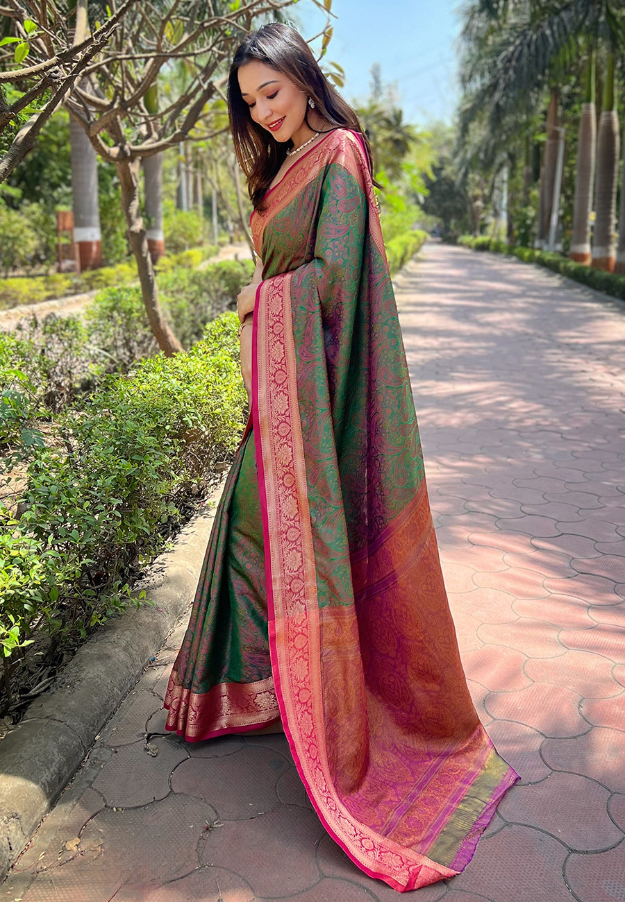 Green Kashmiri Soft Silk