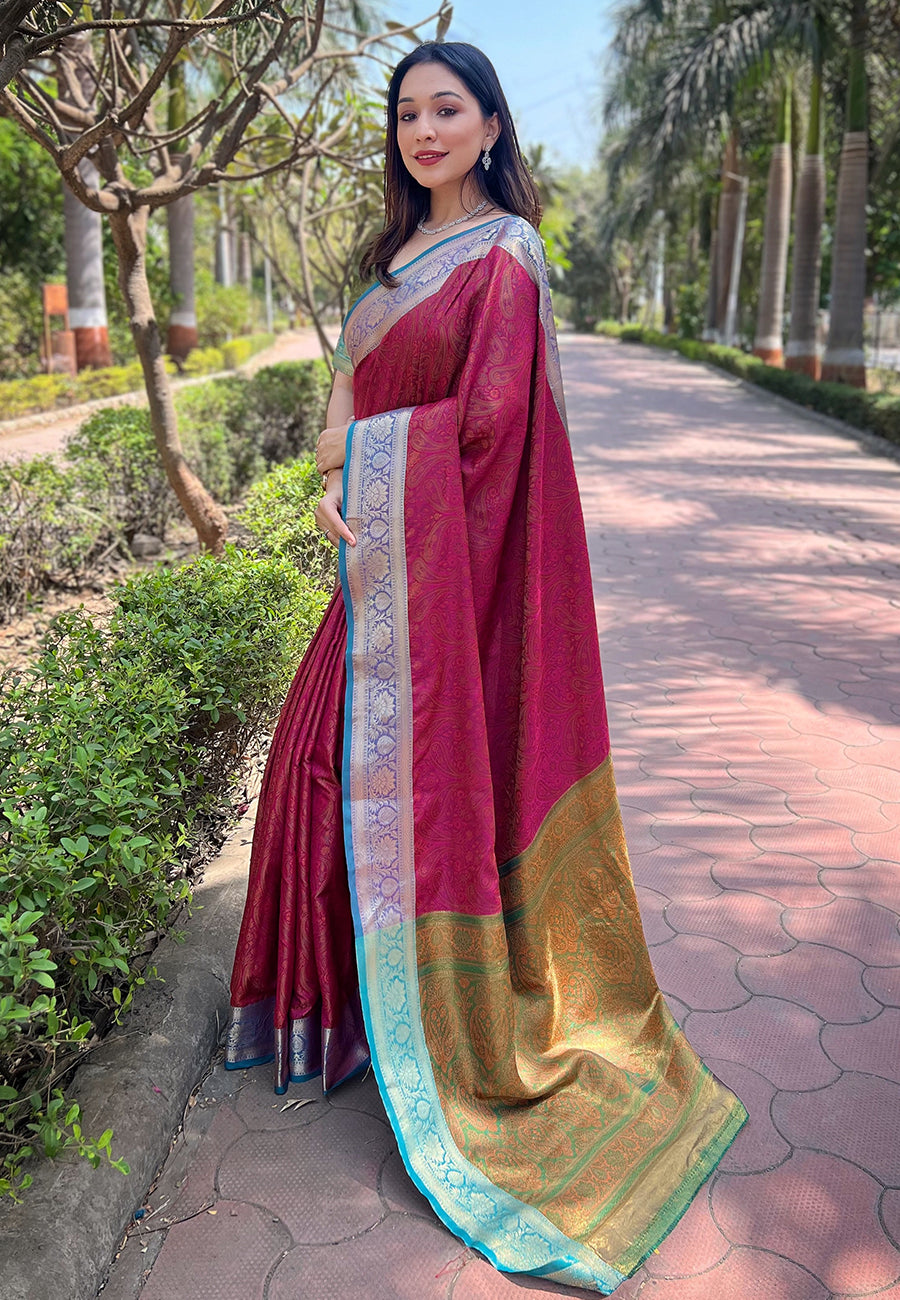 Pink Kashmiri Soft Silk