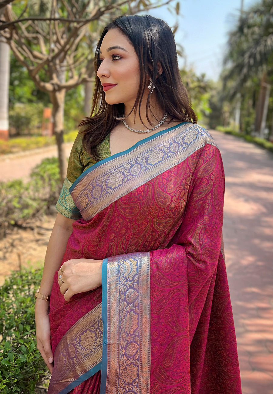 Pink Kashmiri Soft Silk