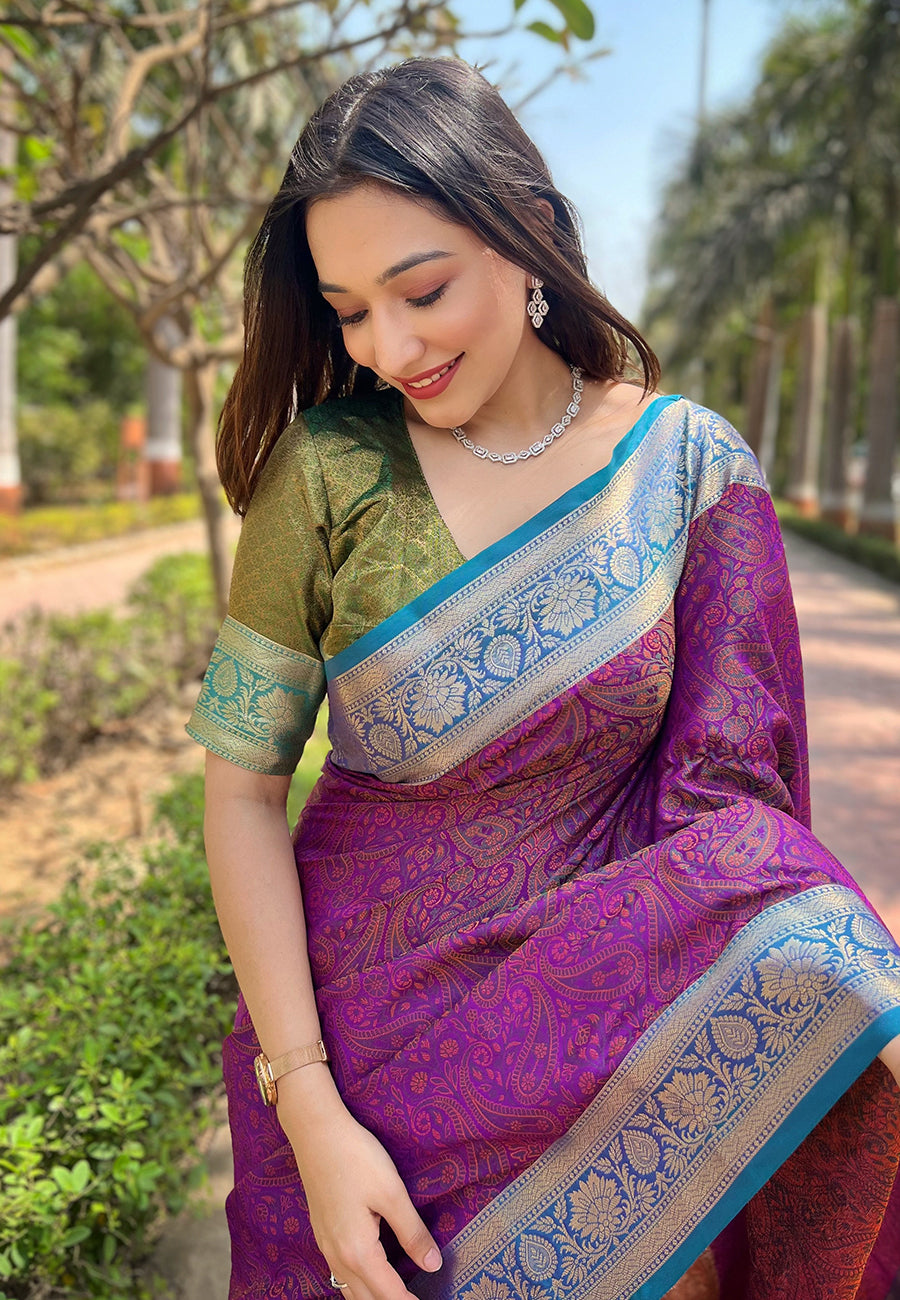 Purple Kashmiri Soft Silk