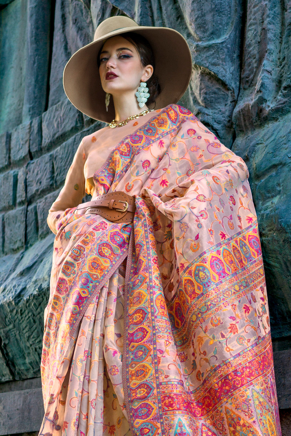 Buy Apricot Orange Patola Saree Nitaraa