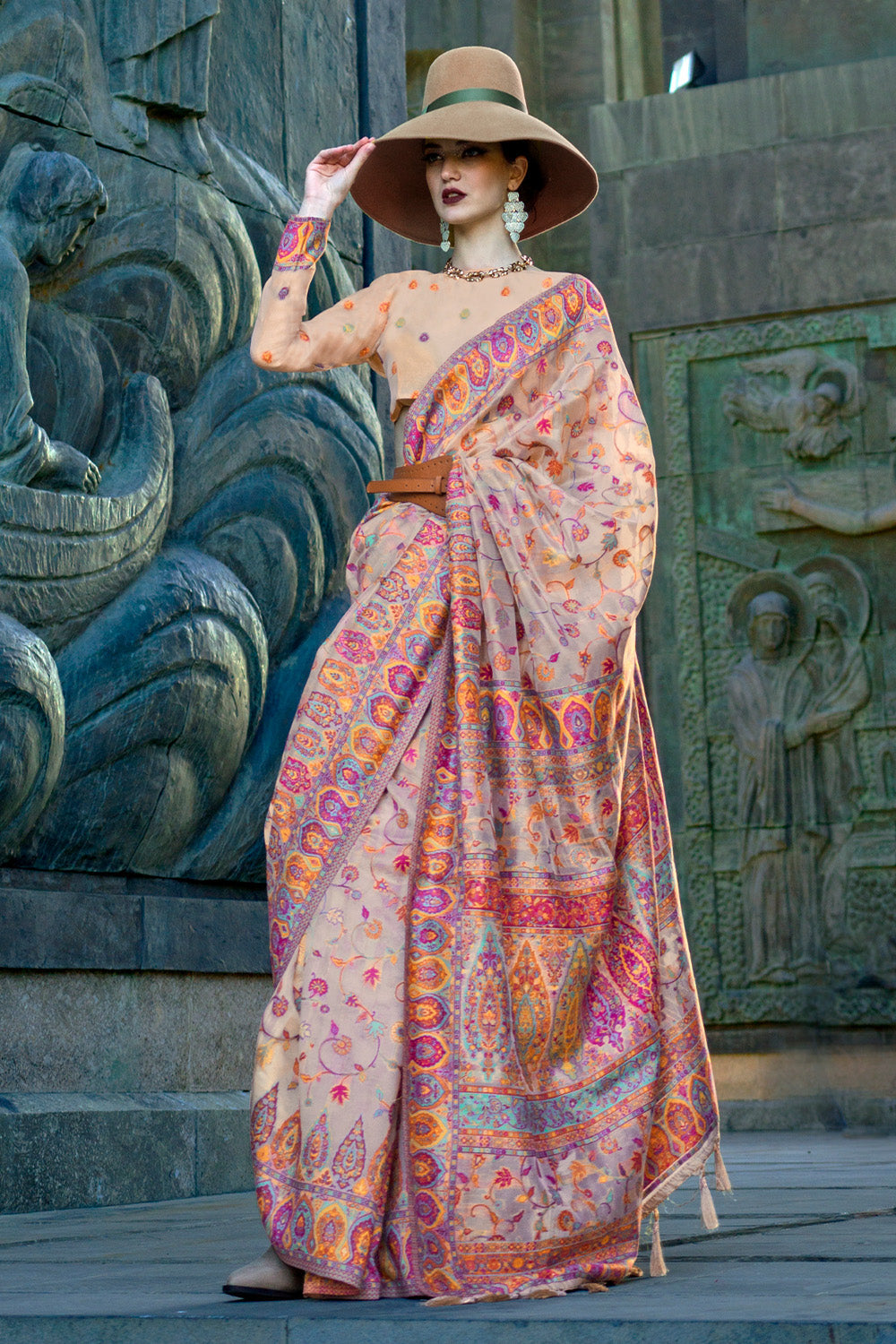 Buy Tangerine Orange Patola Saree Nitaraa