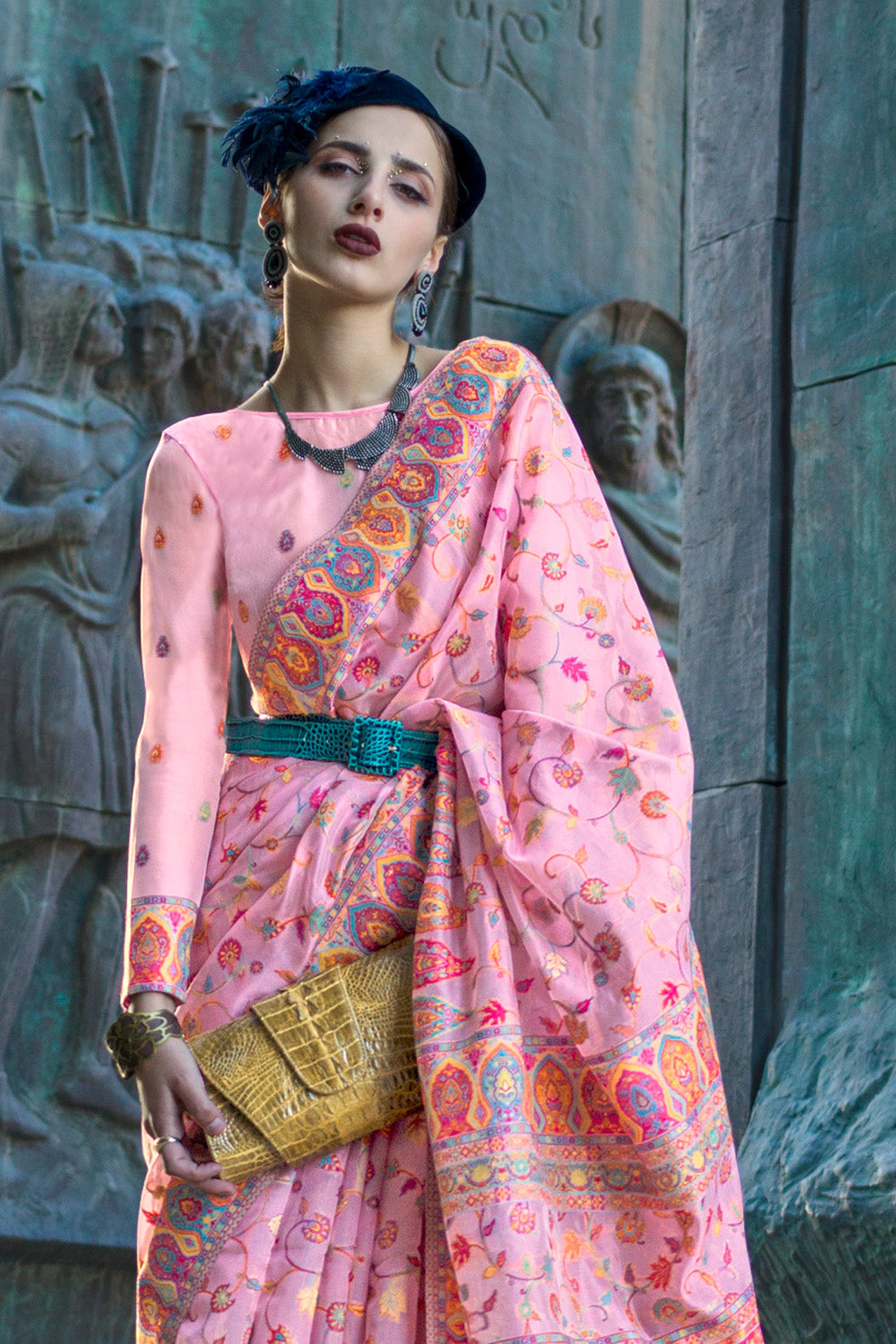 Buy Blue And Red Smooth Silk Saree Nitaraa