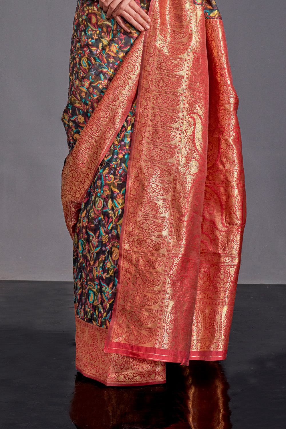 Buy Indigo Blue Satin Silk Saree Nitaraa