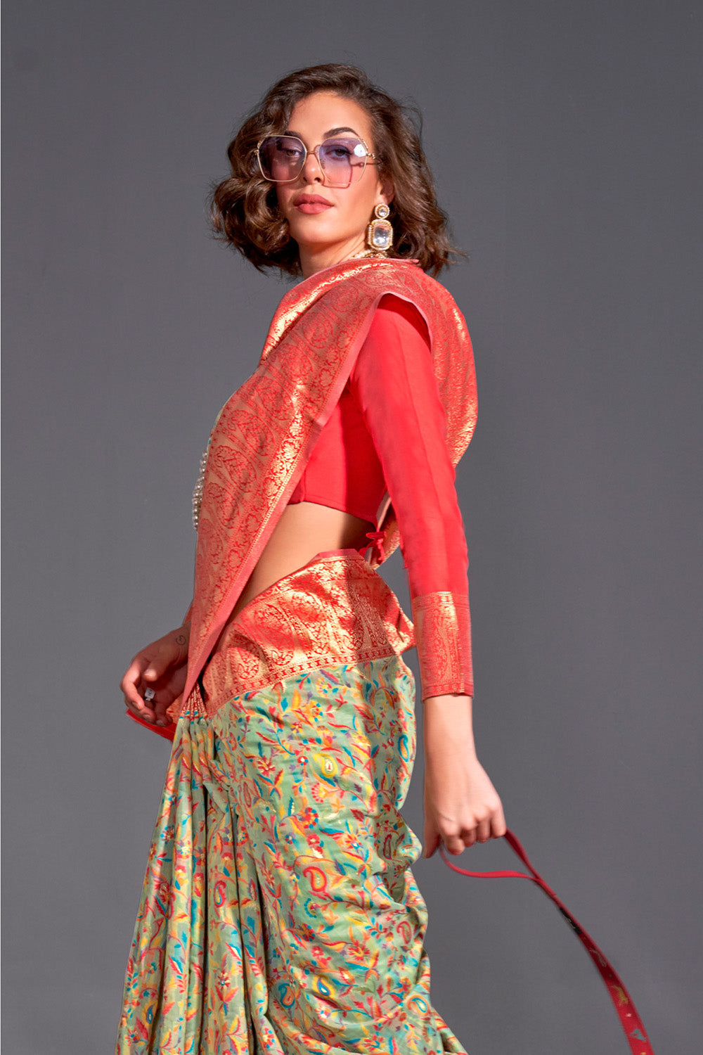 Buy Light Green Linen Saree Nitaraa
