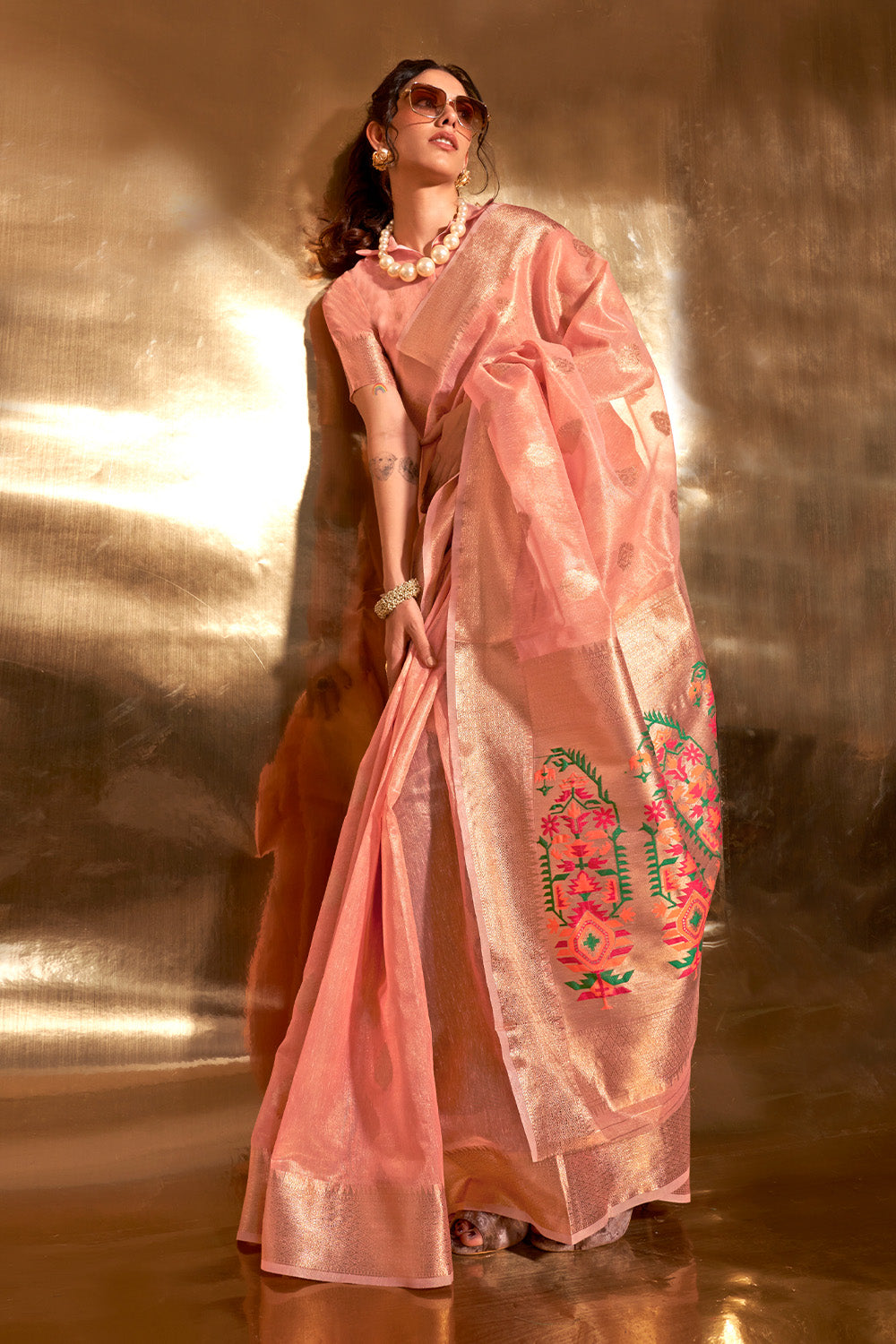 Buy Champagne Yellow Linen Saree Nitaraa