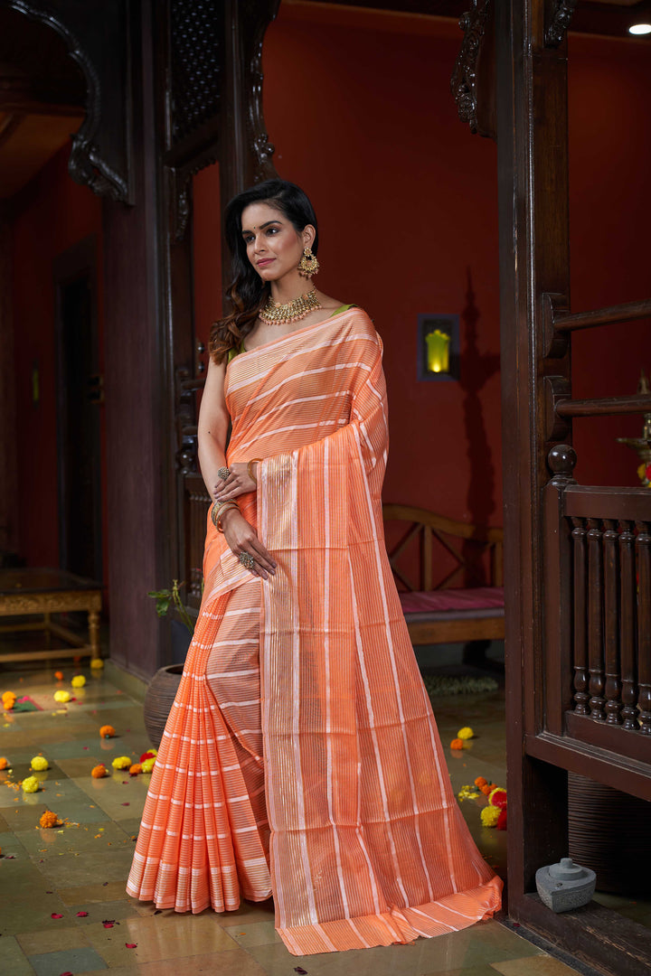 Orange Art Silk Saree With Blouse Piece