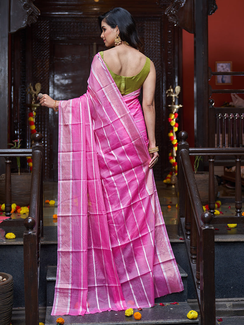Pink Art Silk Saree With Blouse Piece