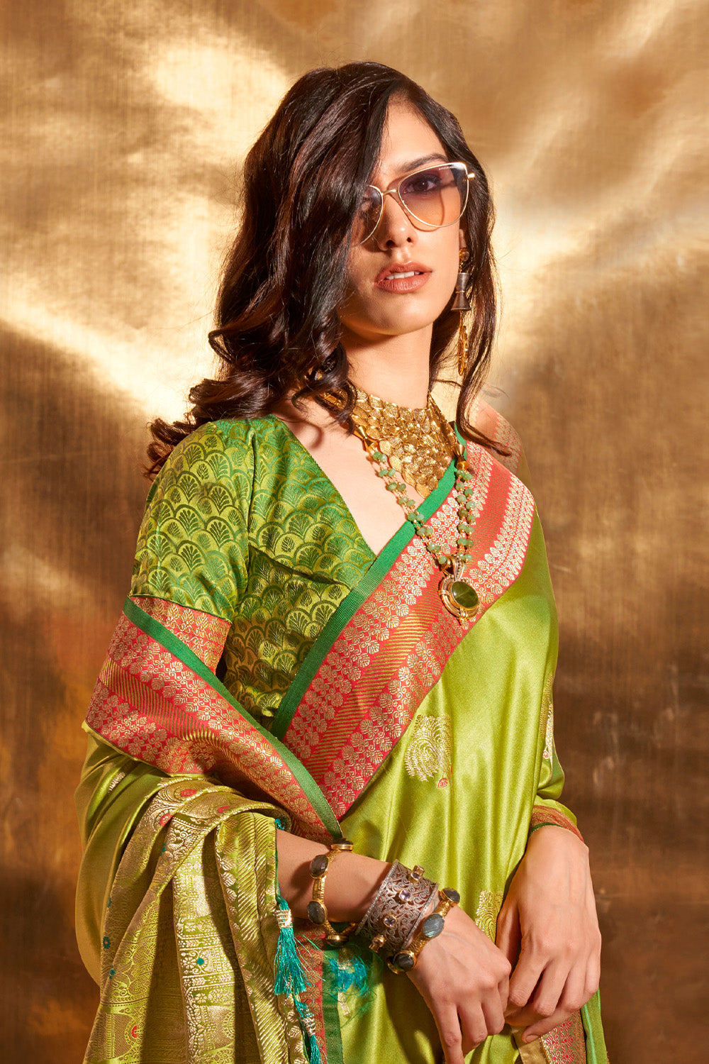 Buy Candy Red Satin Silk Saree Nitaraa