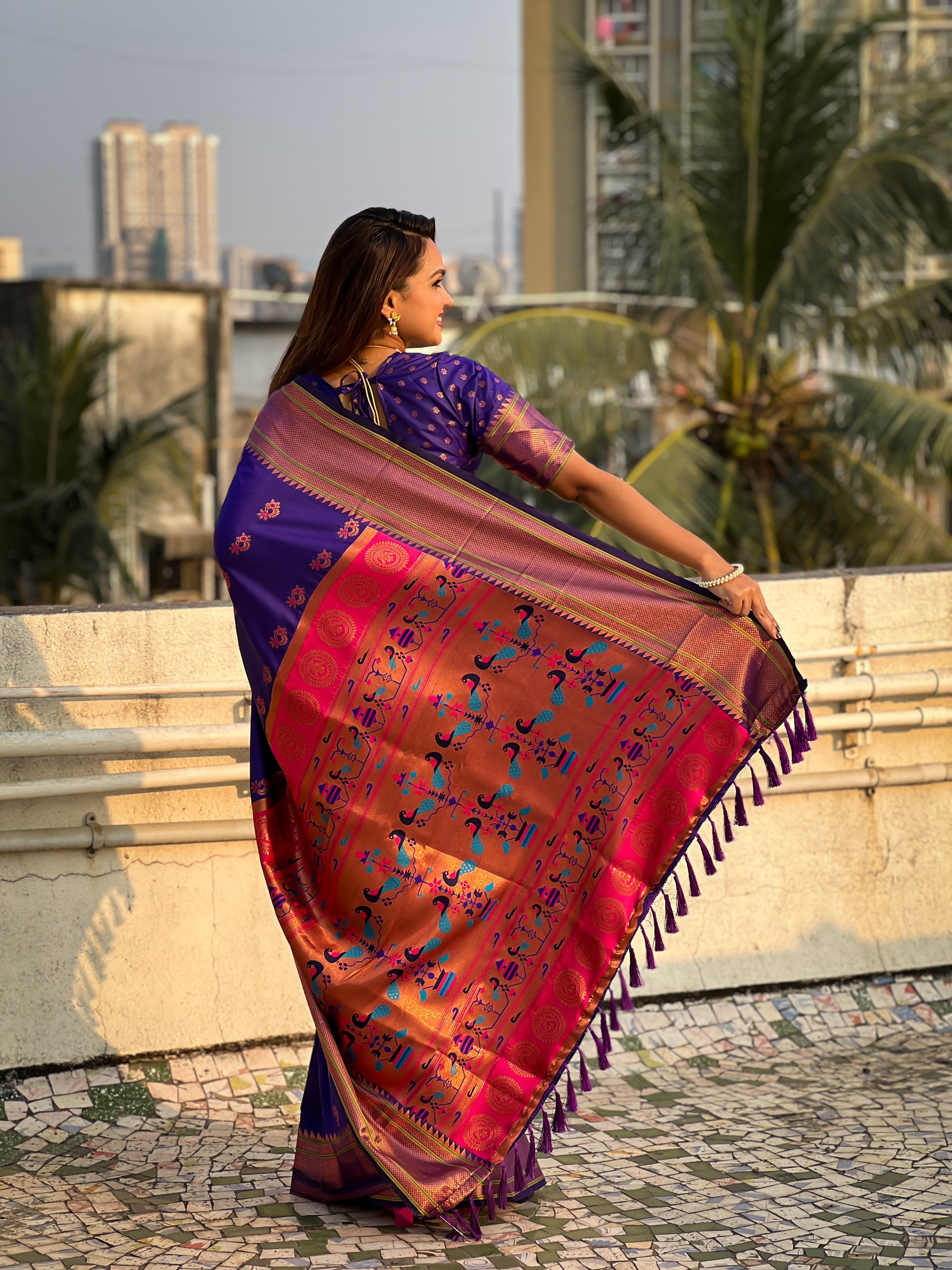 VIOLET BANARASI SILK BLEND SAREE