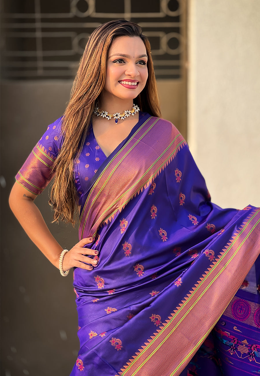 VIOLET BANARASI SILK BLEND SAREE