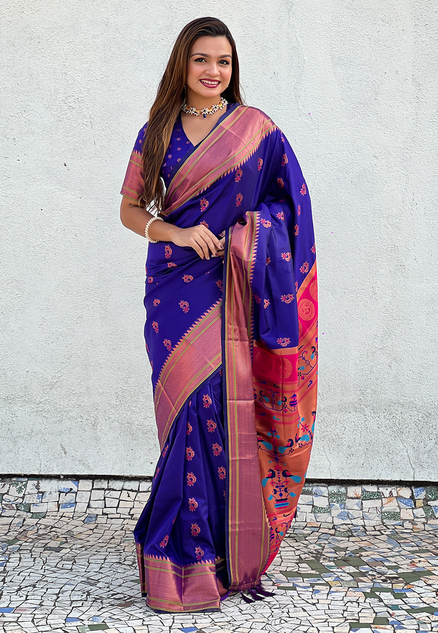 VIOLET BANARASI SILK BLEND SAREE