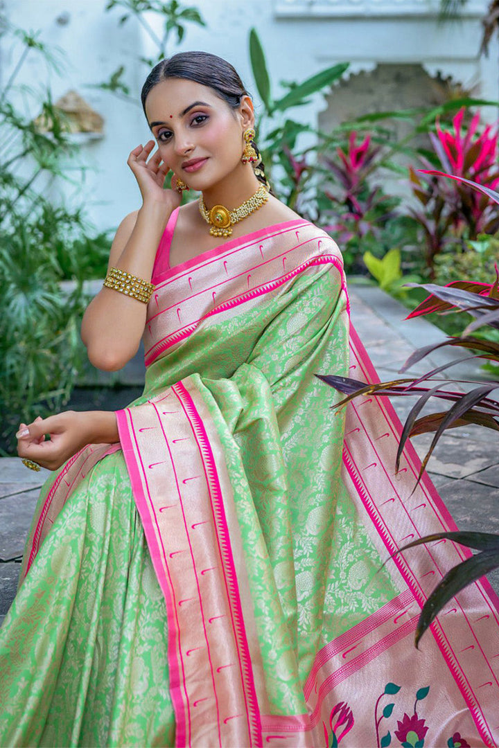Green Kanjeevaram Silk Blend Saree