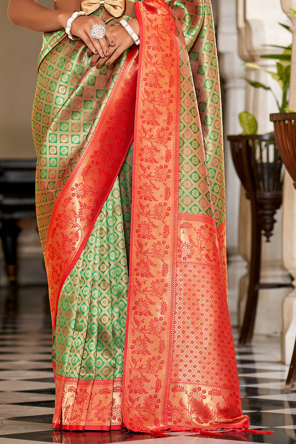 Buy Pista Green Sequins Saree Nitaraa