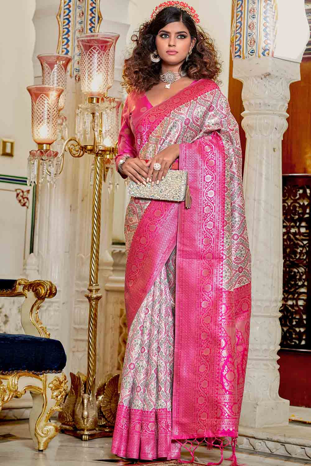 Buy Indigo Blue Banarasi Khaddi Georgette Saree Nitaraa