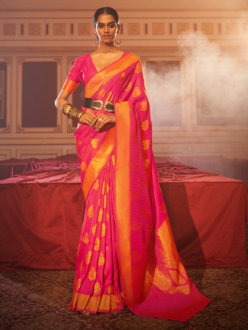 Magenta Pink Silk Saree