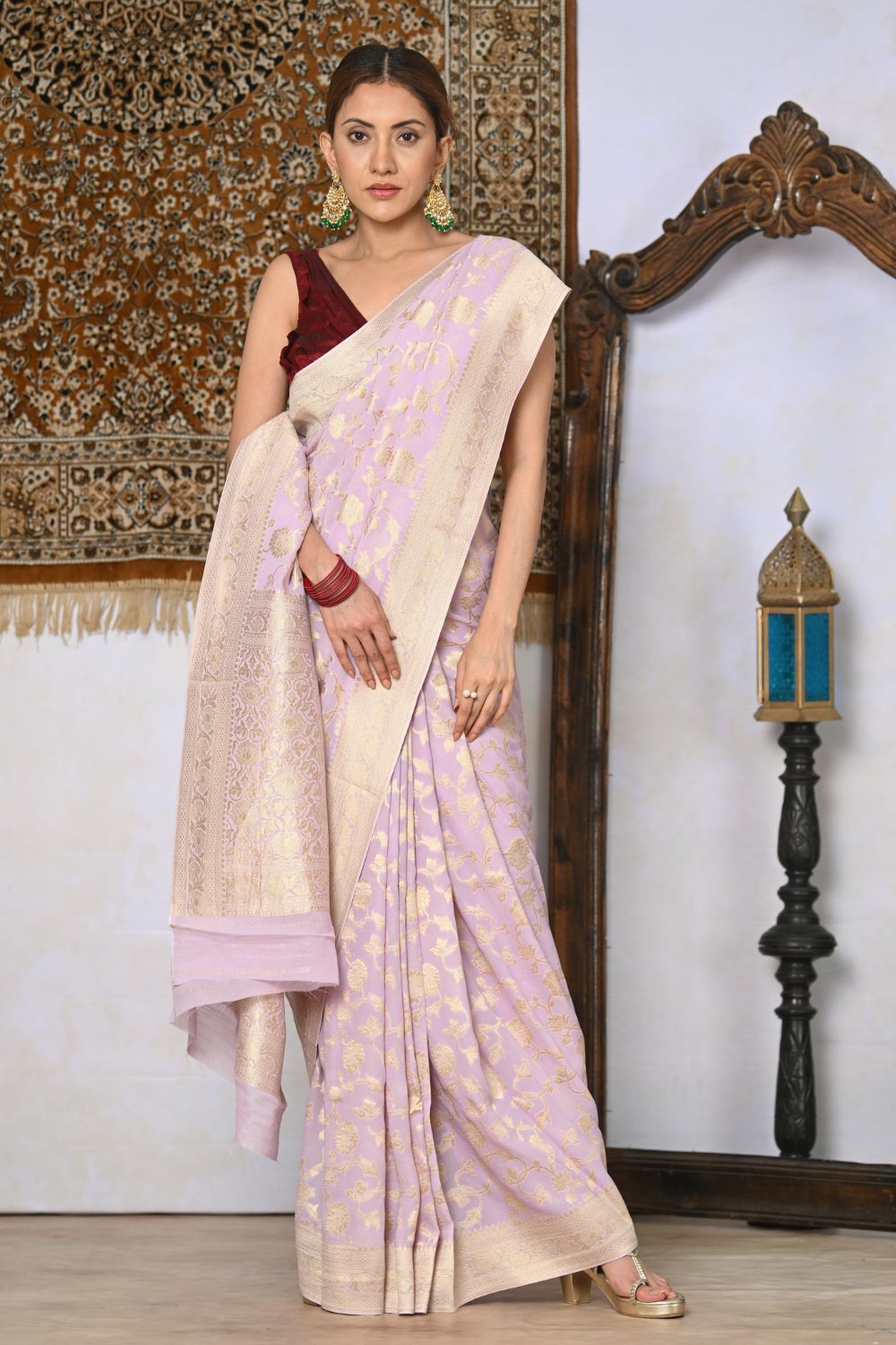 Buy Red Patola Silk Blend Saree Nitaraa