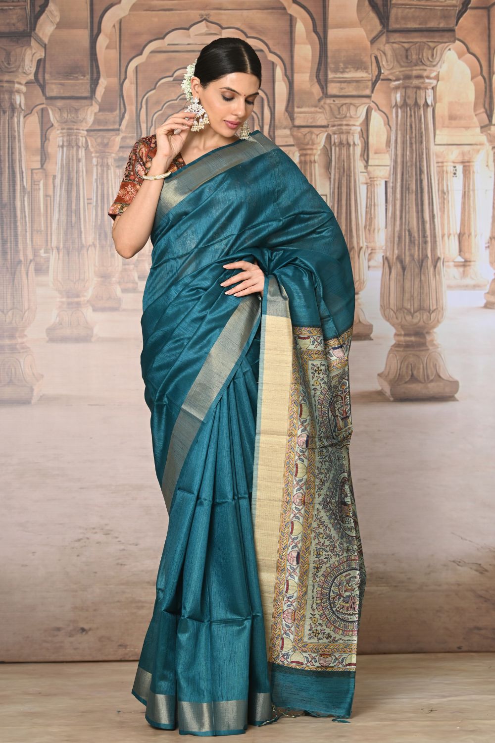 Buy Maroon Paithani Silk Blend Saree Nitaraa