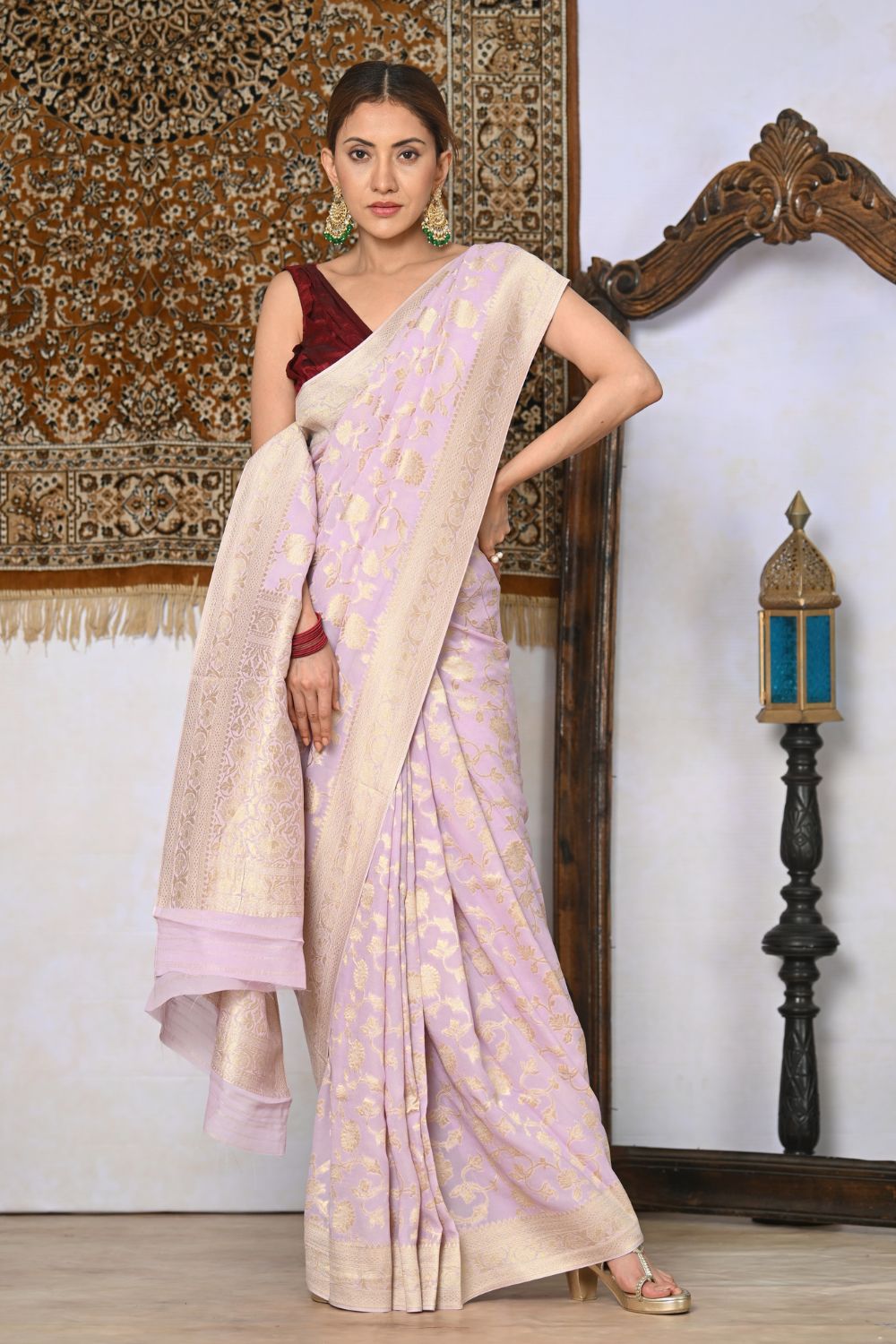Buy Orange Patola Silk Blend Saree Nitaraa