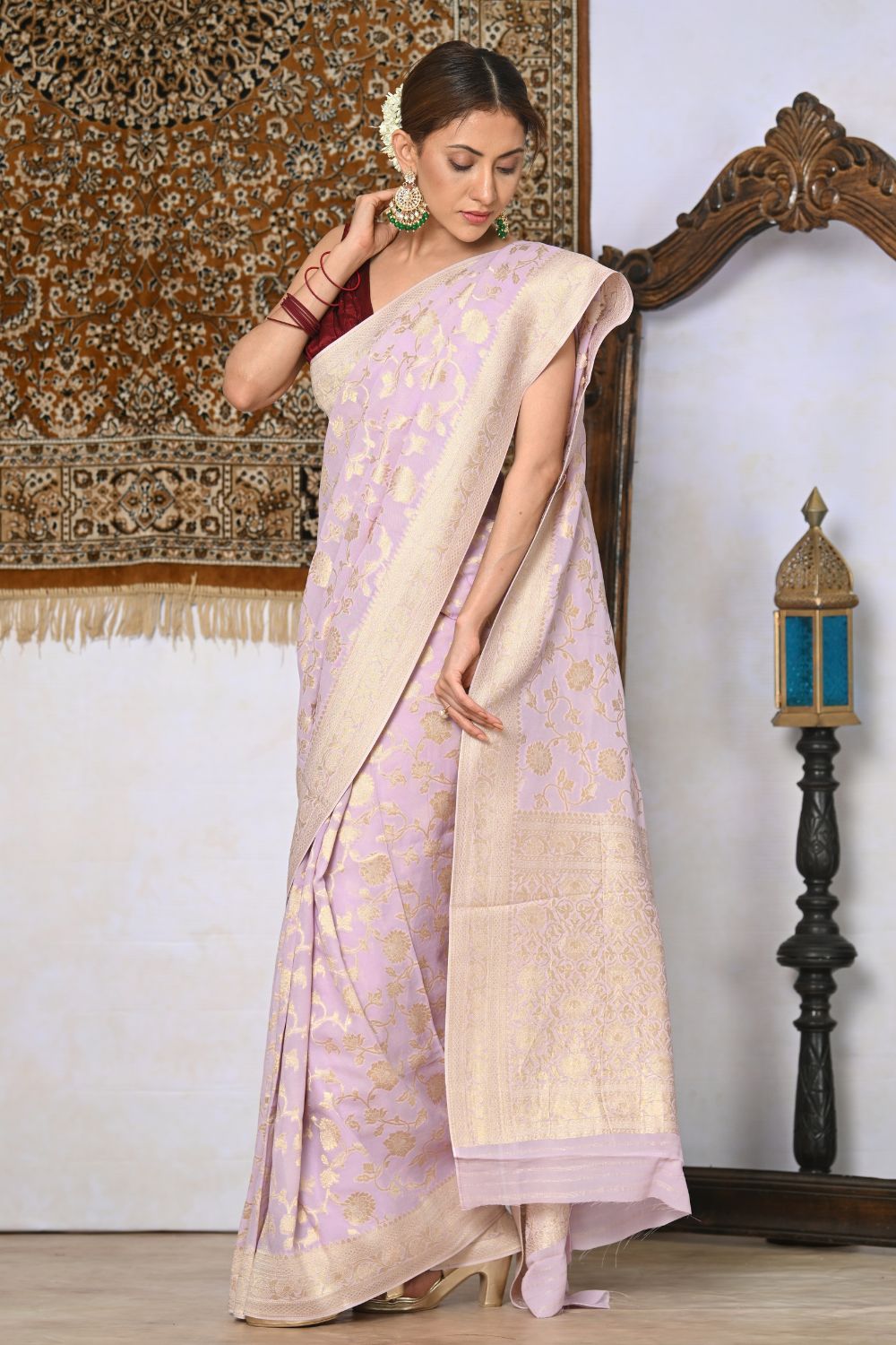 Buy Pista Green Patola Silk Blend Saree Nitaraa