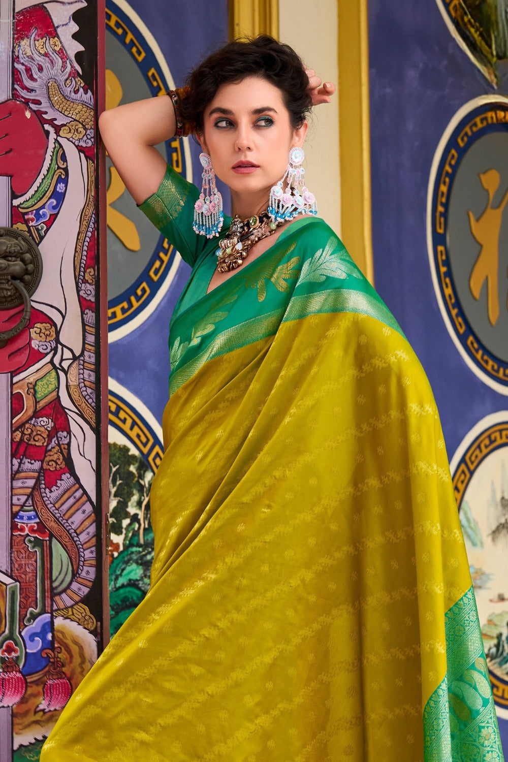 Mustard Yellow Banarasi Saree