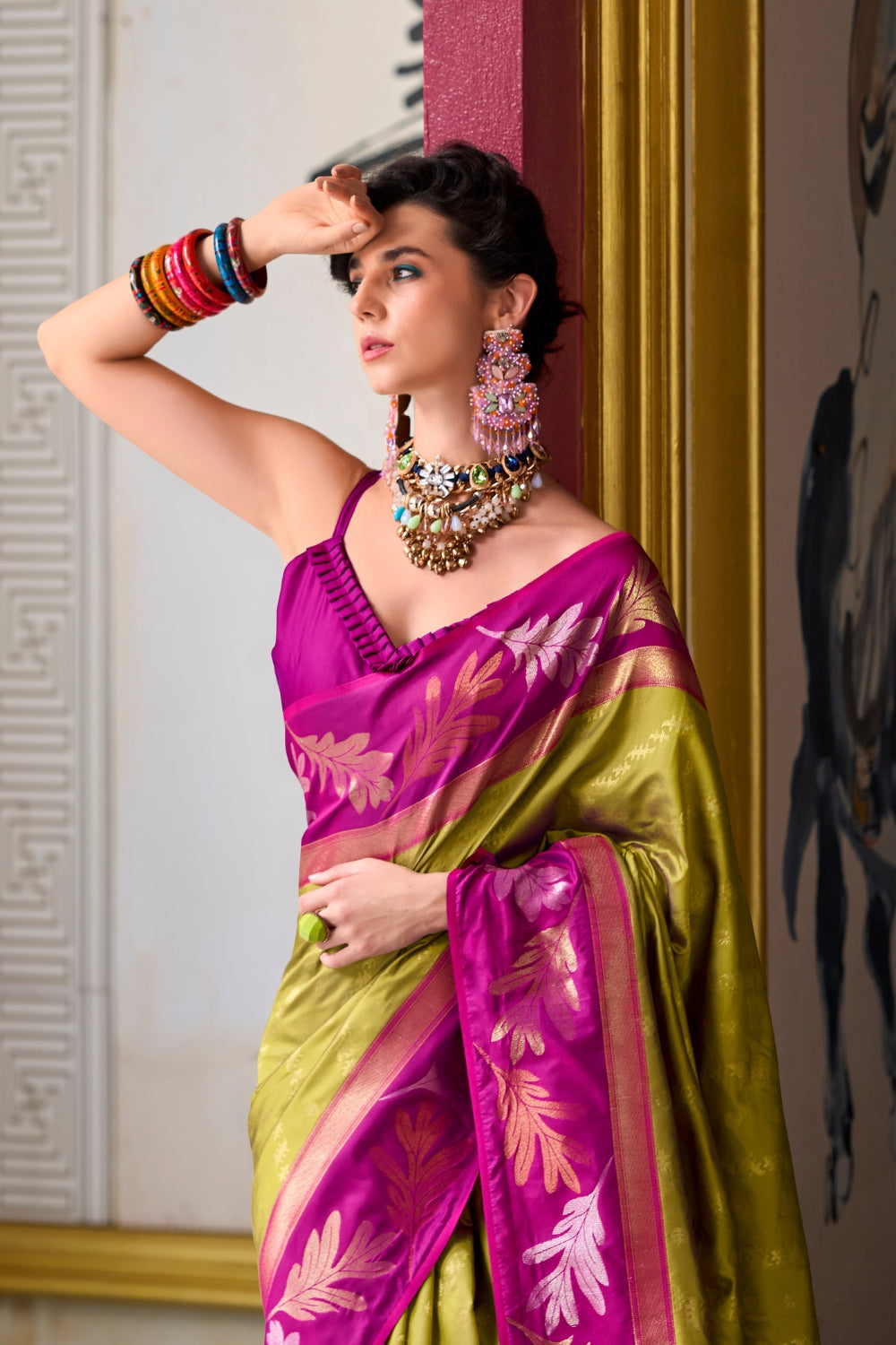 Mehendi Green Banarasi Saree