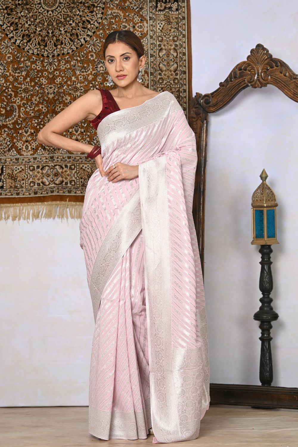 Buy Multicolor Blue Satin Printed Saree With Blouse Piece Nitaraa