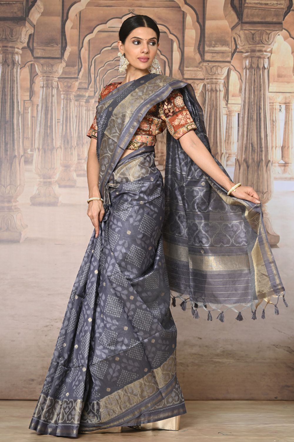 Buy Yellow Kanjeevaram Silk Blend Saree Nitaraa