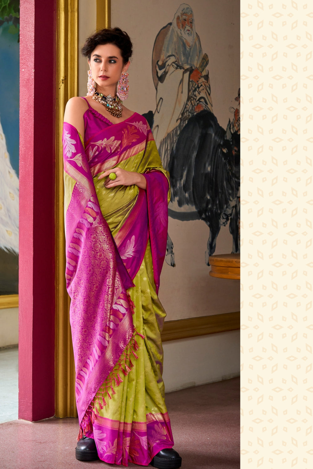 Mehendi Green Banarasi Saree