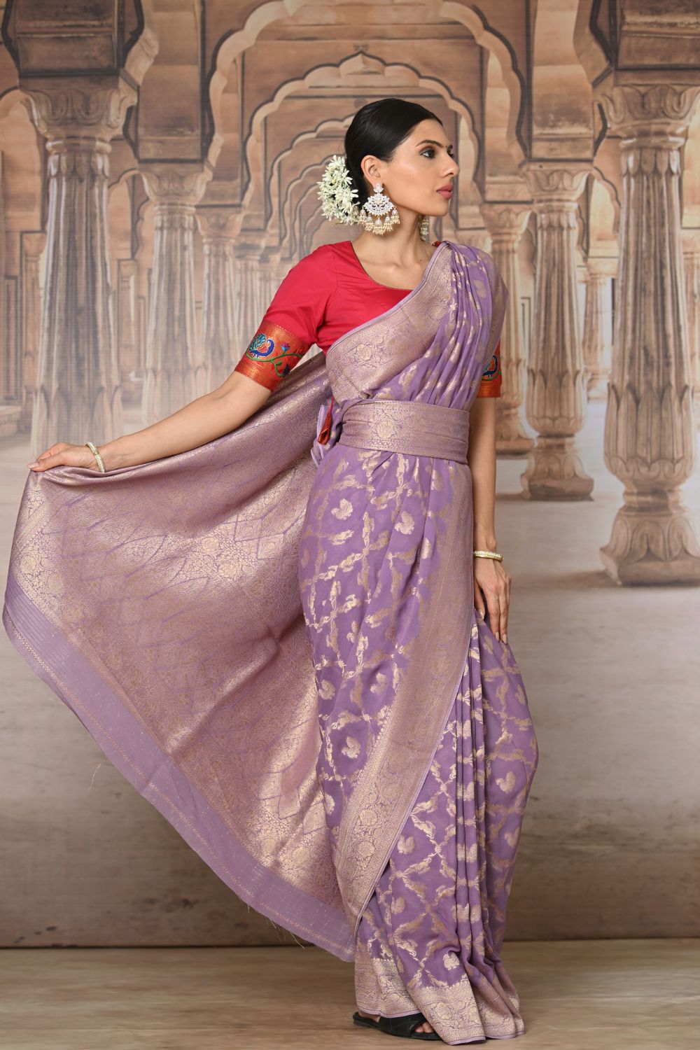 Buy Maroon Cotton Saree Nitaraa