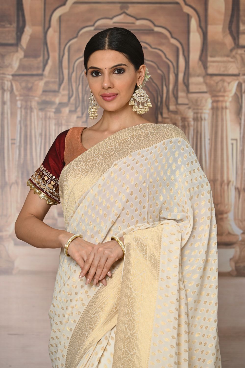 Buy Teal Blue Banarasi Silk Saree Nitaraa