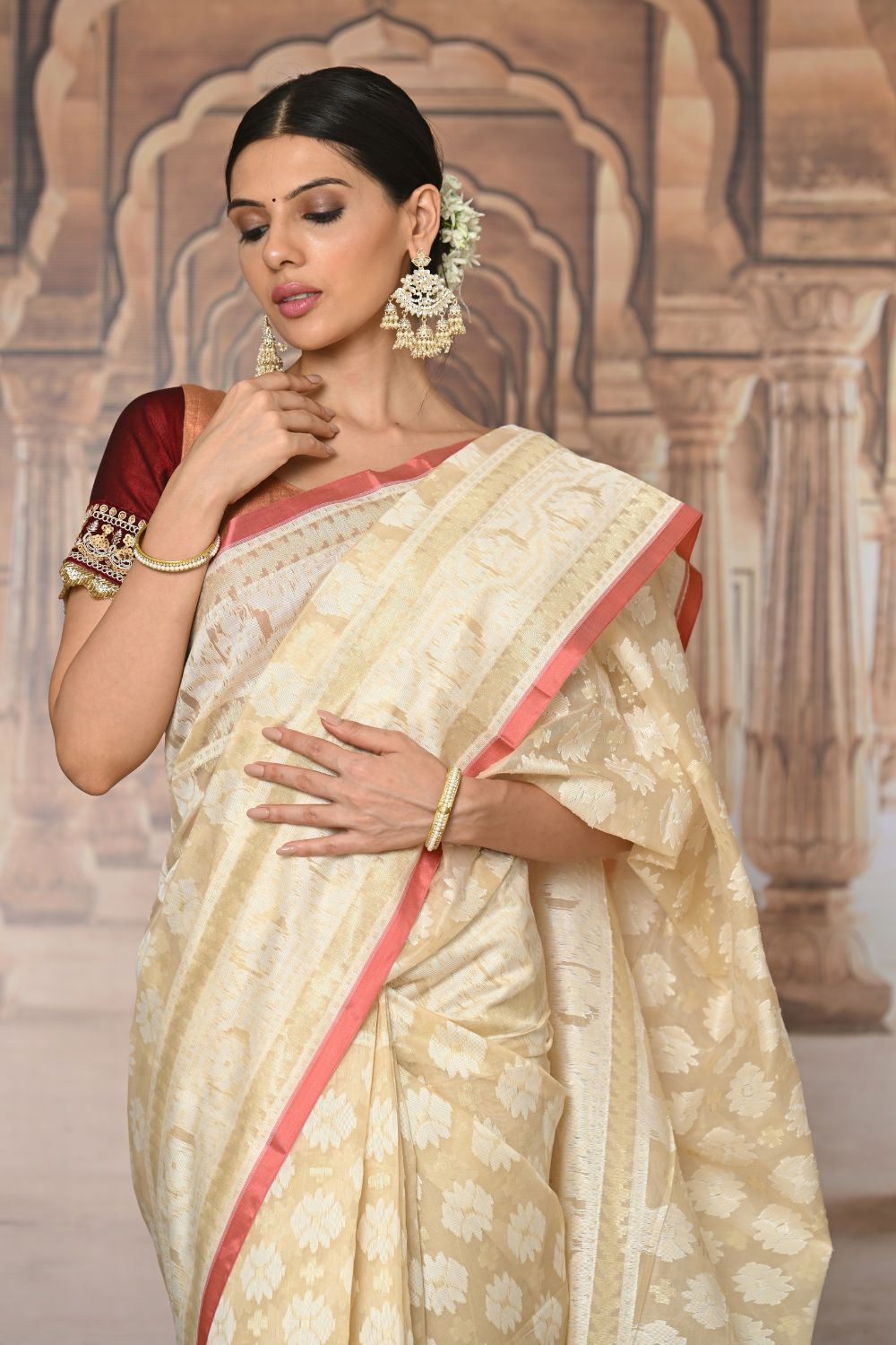 Buy Lavender Silk Blend Saree Nitaraa