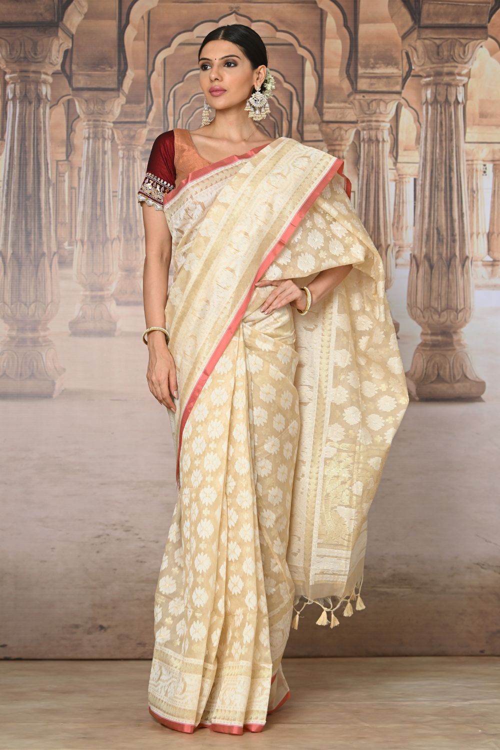 Buy Sea Green Silk Blend Saree Nitaraa