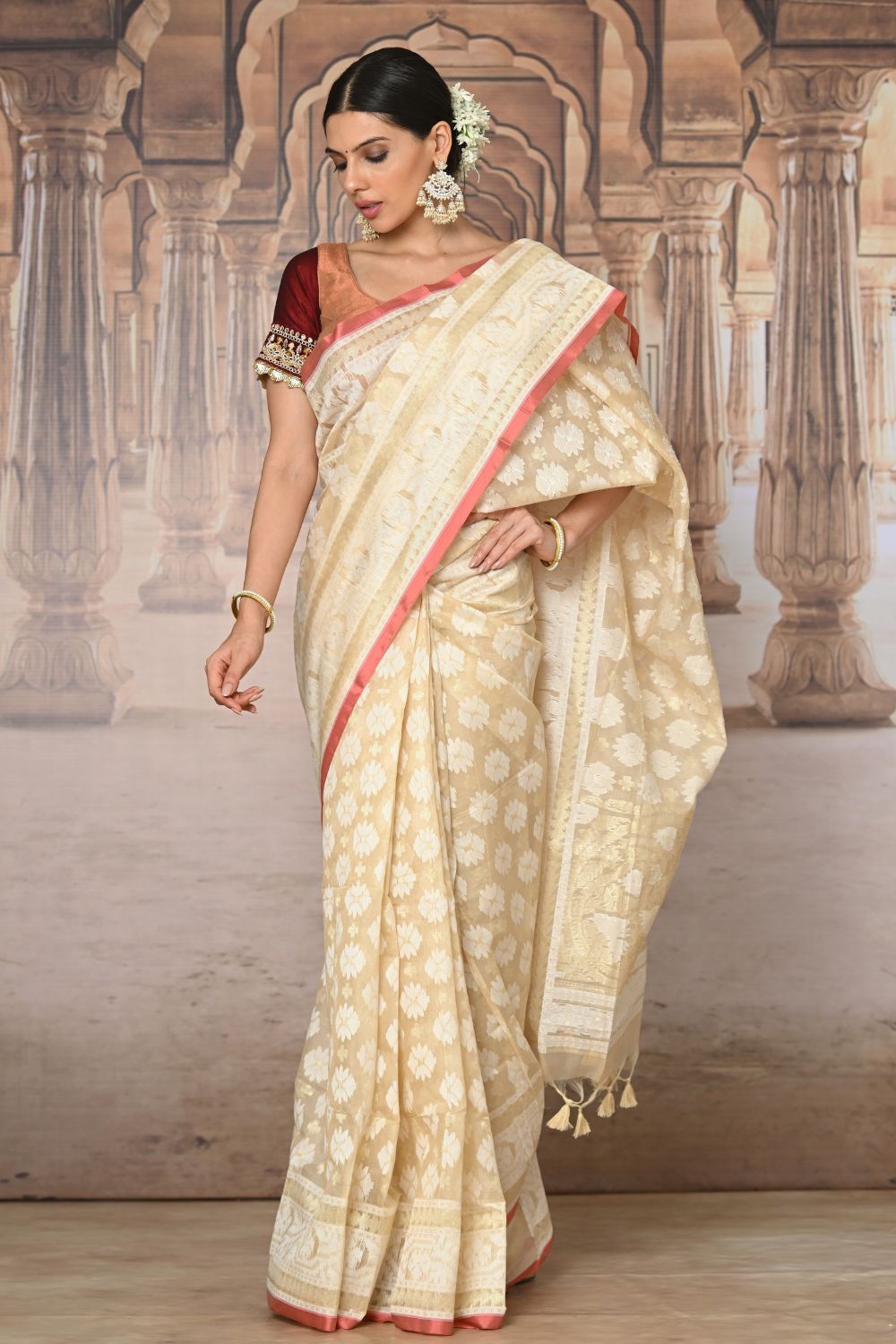 Buy Peach Digital Print Saree Nitaraa
