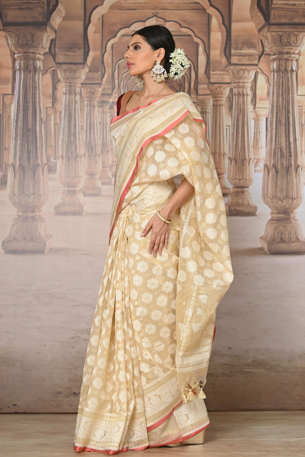 Buy Rhubarb Purple Zari Butta Saree Nitaraa
