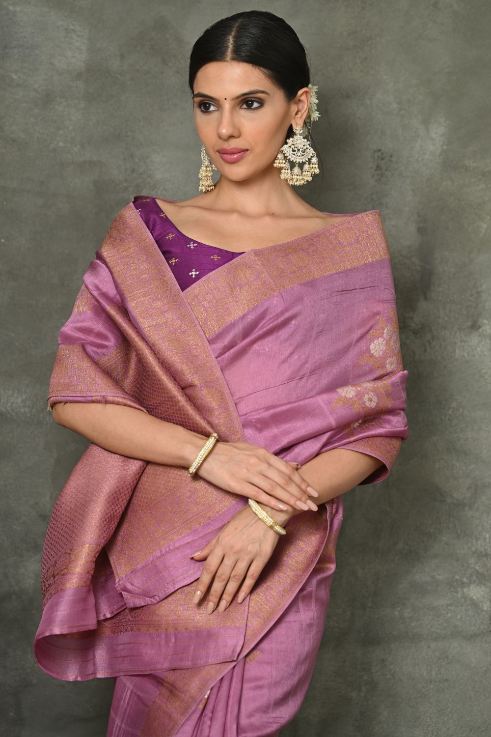 Buy Baby Pink Banarasi Soft Silk Saree Nitaraa