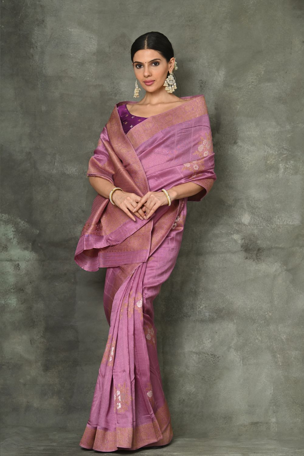 Buy Irish Purple Pashmina Saree Nitaraa