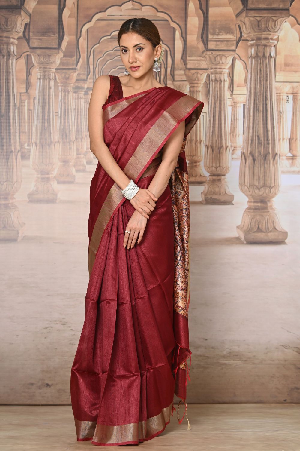 Buy Blue Muga Cotton Saree Nitaraa