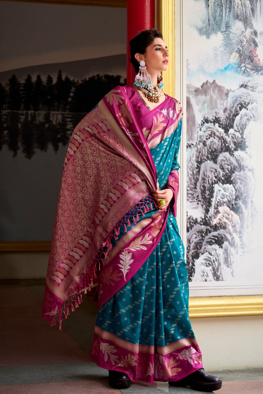 Denim Blue Banarasi Saree