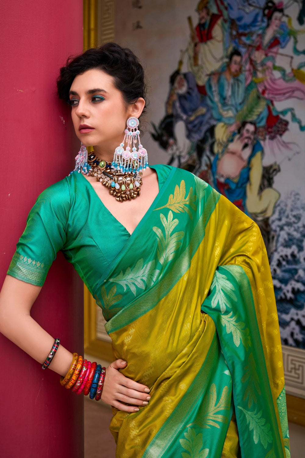 Mustard Yellow Banarasi Saree