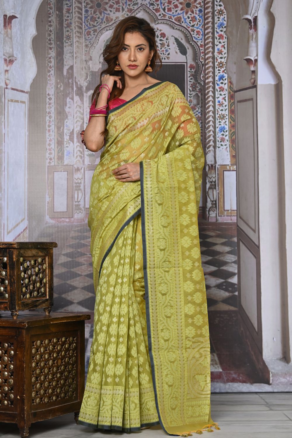 Buy Blue Zari based Silk Saree With Blouse Piece Nitaraa