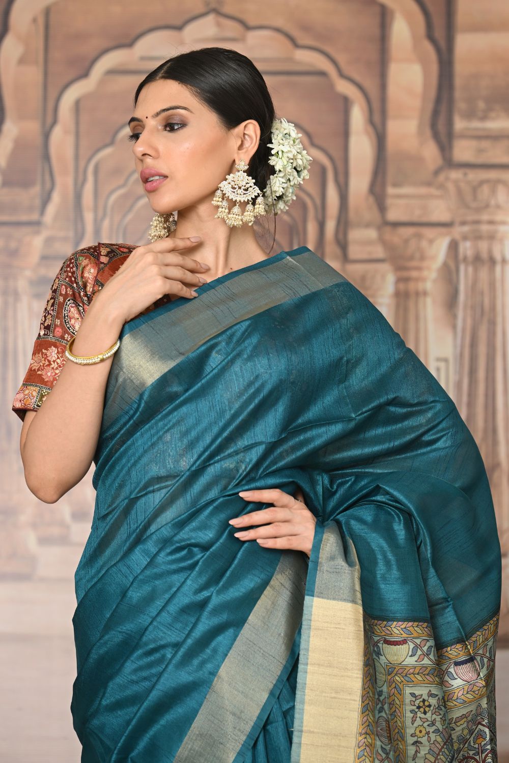 Buy Yellow Paithani Silk Blend Saree Nitaraa